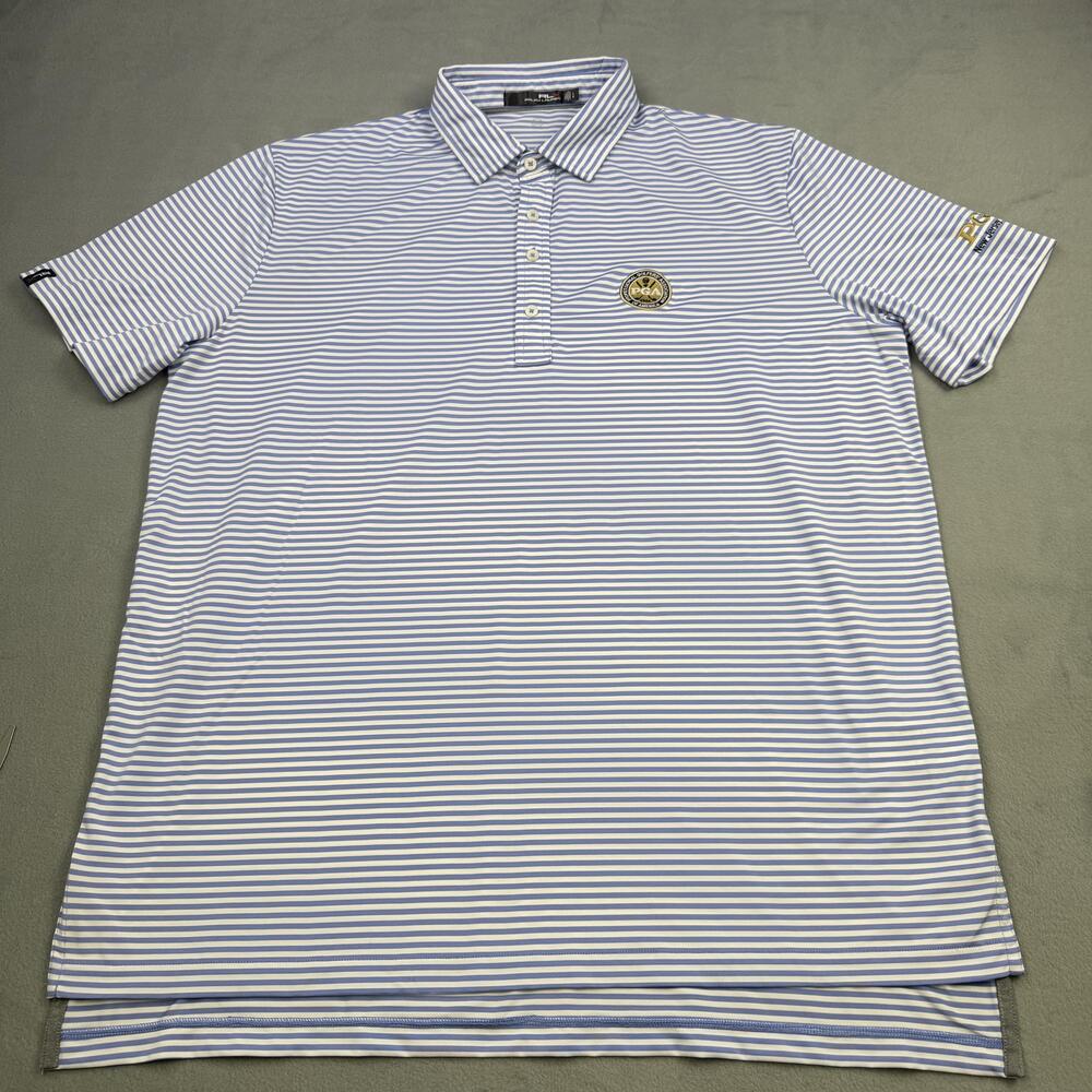PGA New Jersey Section Shirt Mens Large Blue Stripe Golf Polo RLX Ralph Lauren